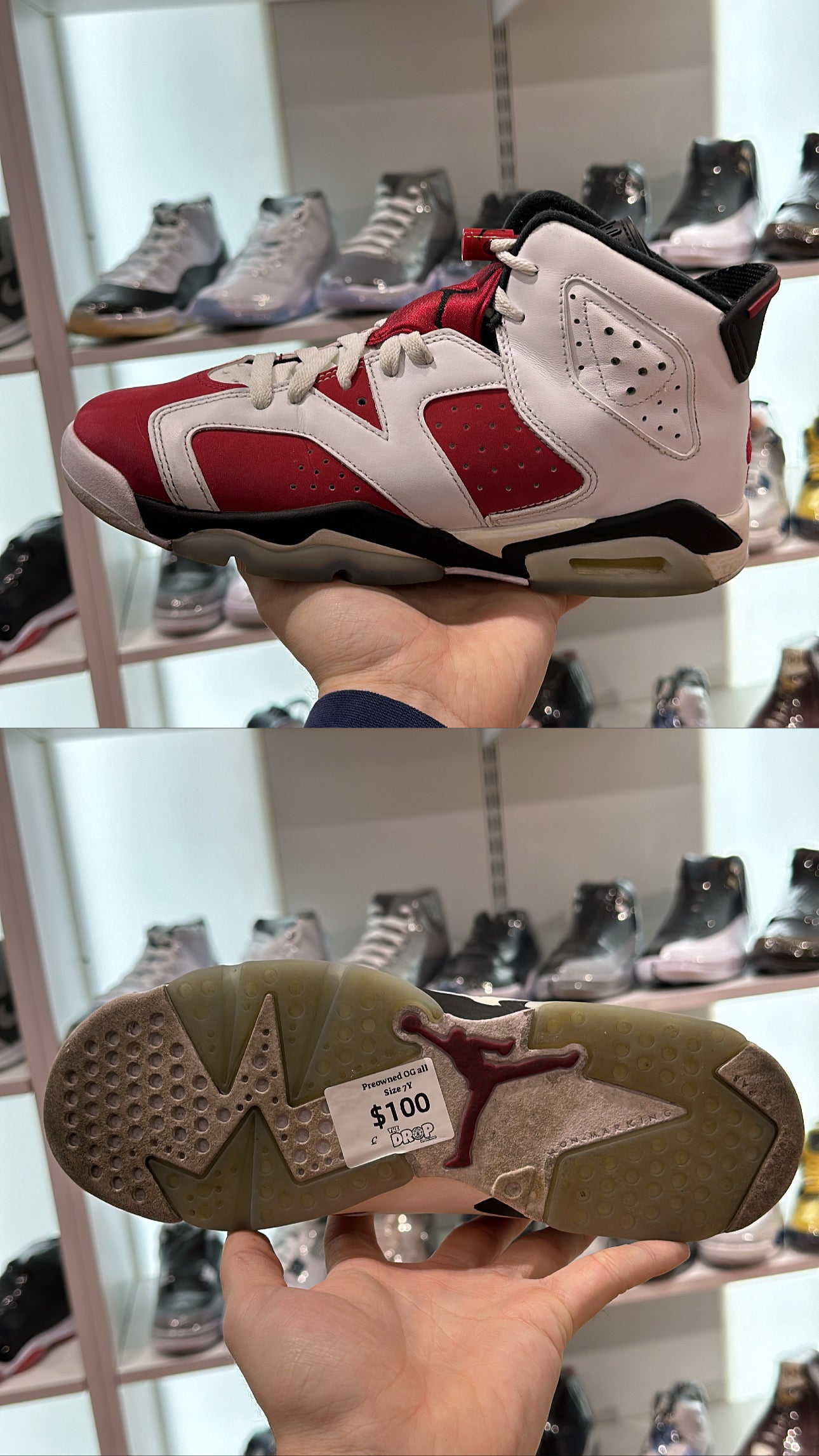 Preowned Jordan 6 ‘Carmine’ size 7Y