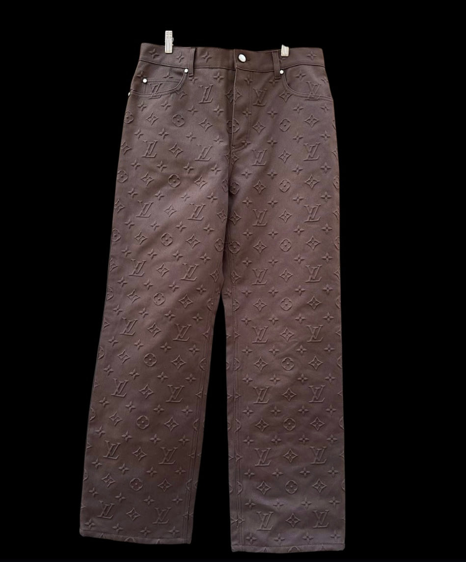 Louis Vuitton Brown Monogram Embossed Skate Jeans size 34