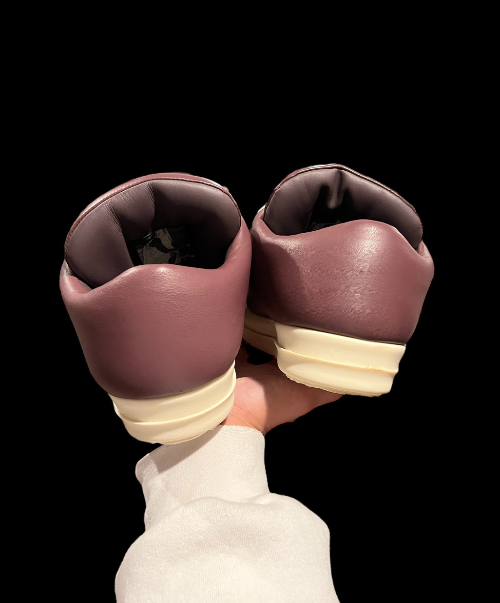 Preowned Rick Owens Plum Jumbo Laced Padded Low Ramones size 40.5 (fits 7-8)