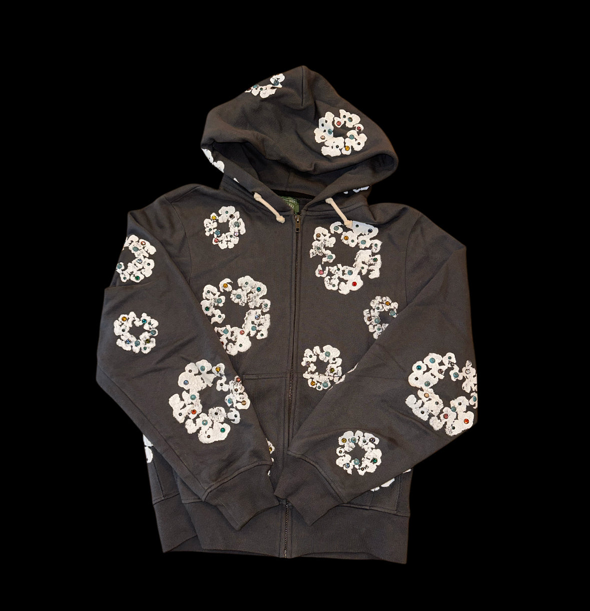 Grey Rhinestone Denim Tears Hoodie size M