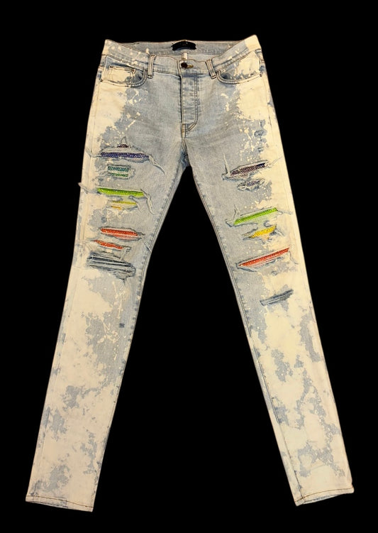 Washed Rainbow Rhinestone Amiri Jeans size 33