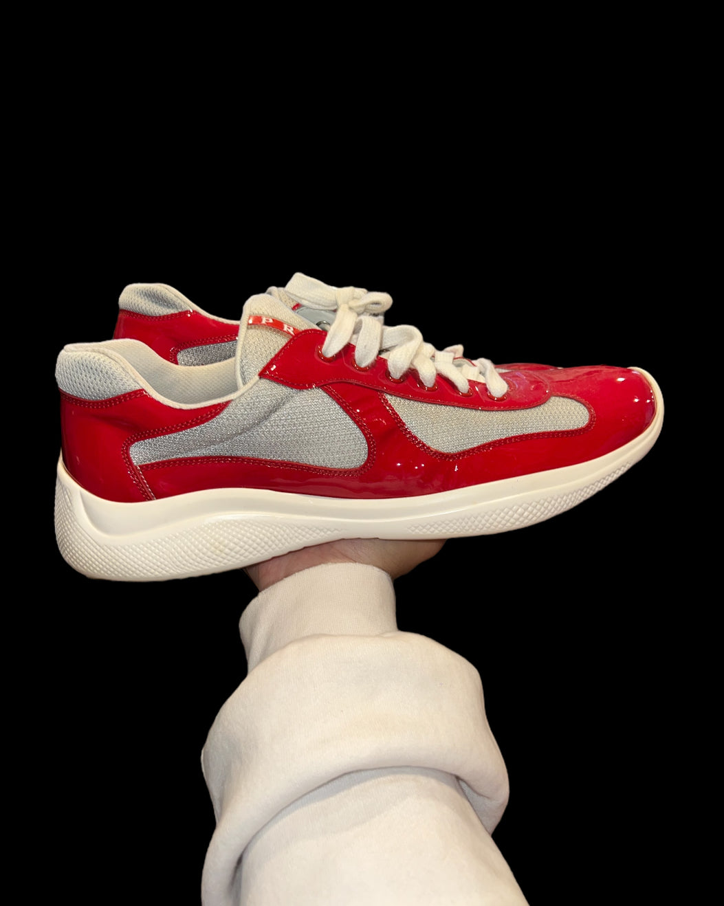 Preowned Red Prada America’s Cups size 11 (fits 12-13)