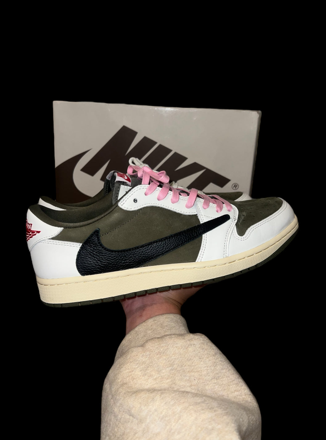 Preowned Olive Travis Scott 1 Lows size 11
