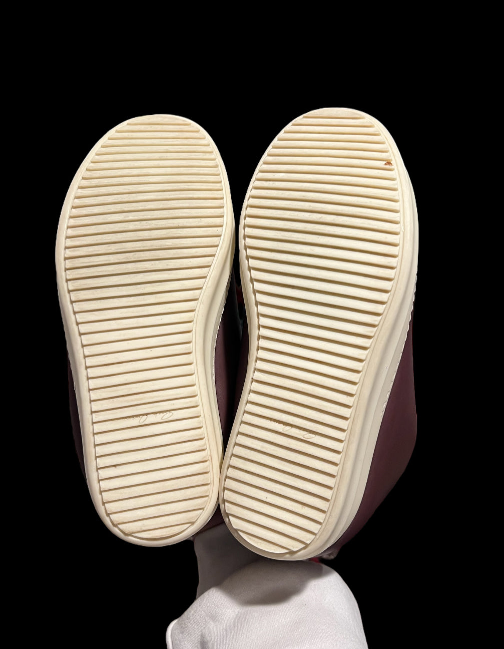 Preowned Rick Owens Plum Jumbo Laced Padded Low Ramones size 40.5 (fits 7-8)