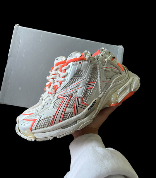 Preowned White/Orange Balenciaga Runners size 43 (fits 10-10.5)