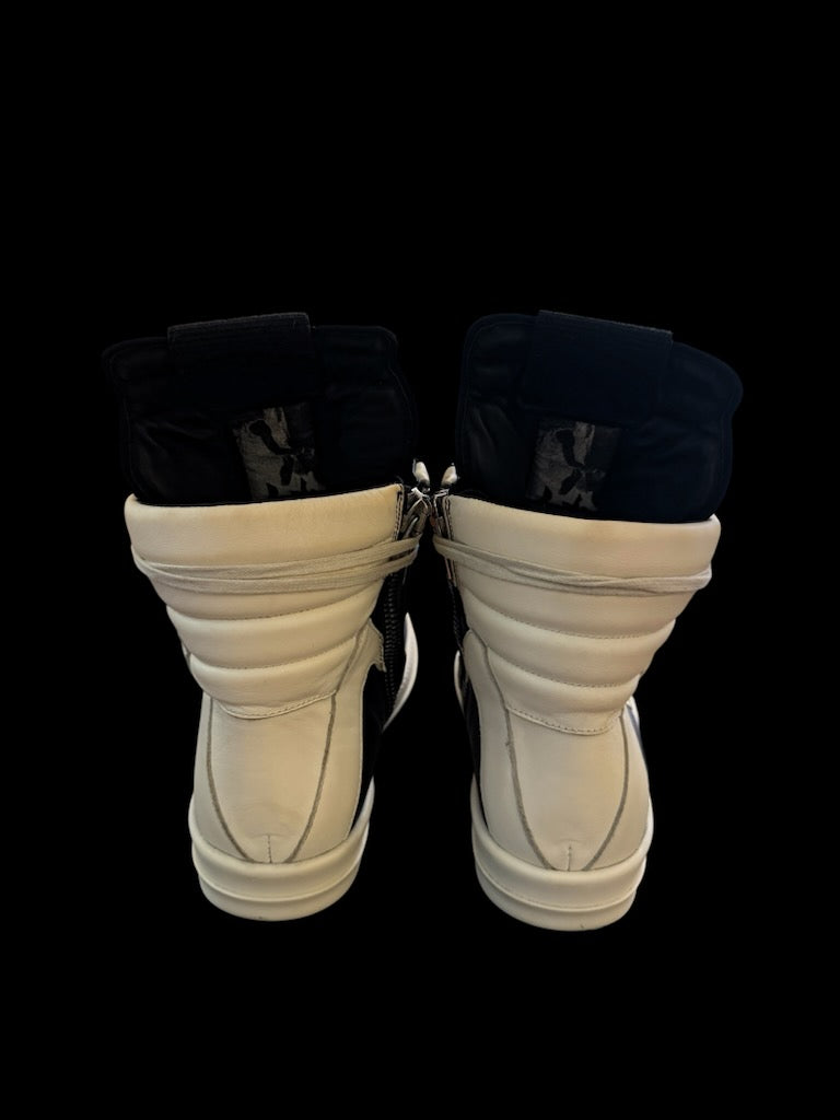 Preowned Black/Milk Rick Owen Geobaskets size 42 (fits 9-9.5)