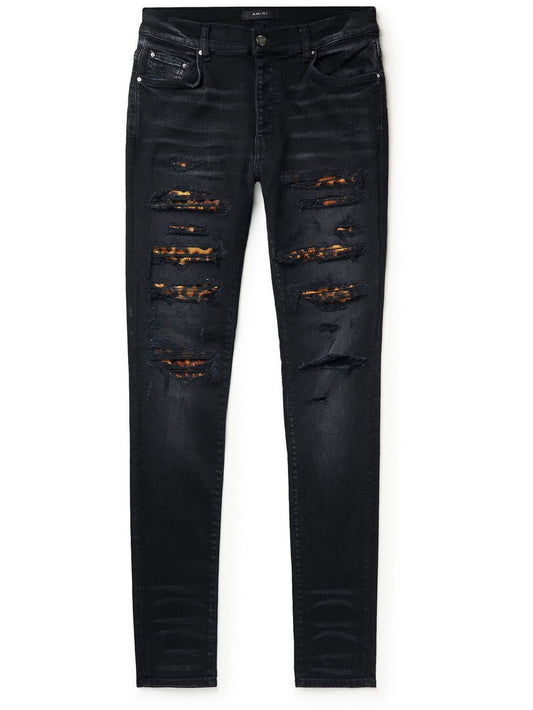 Amiri Thrasher Skinny Fit Distressed Black Jeans