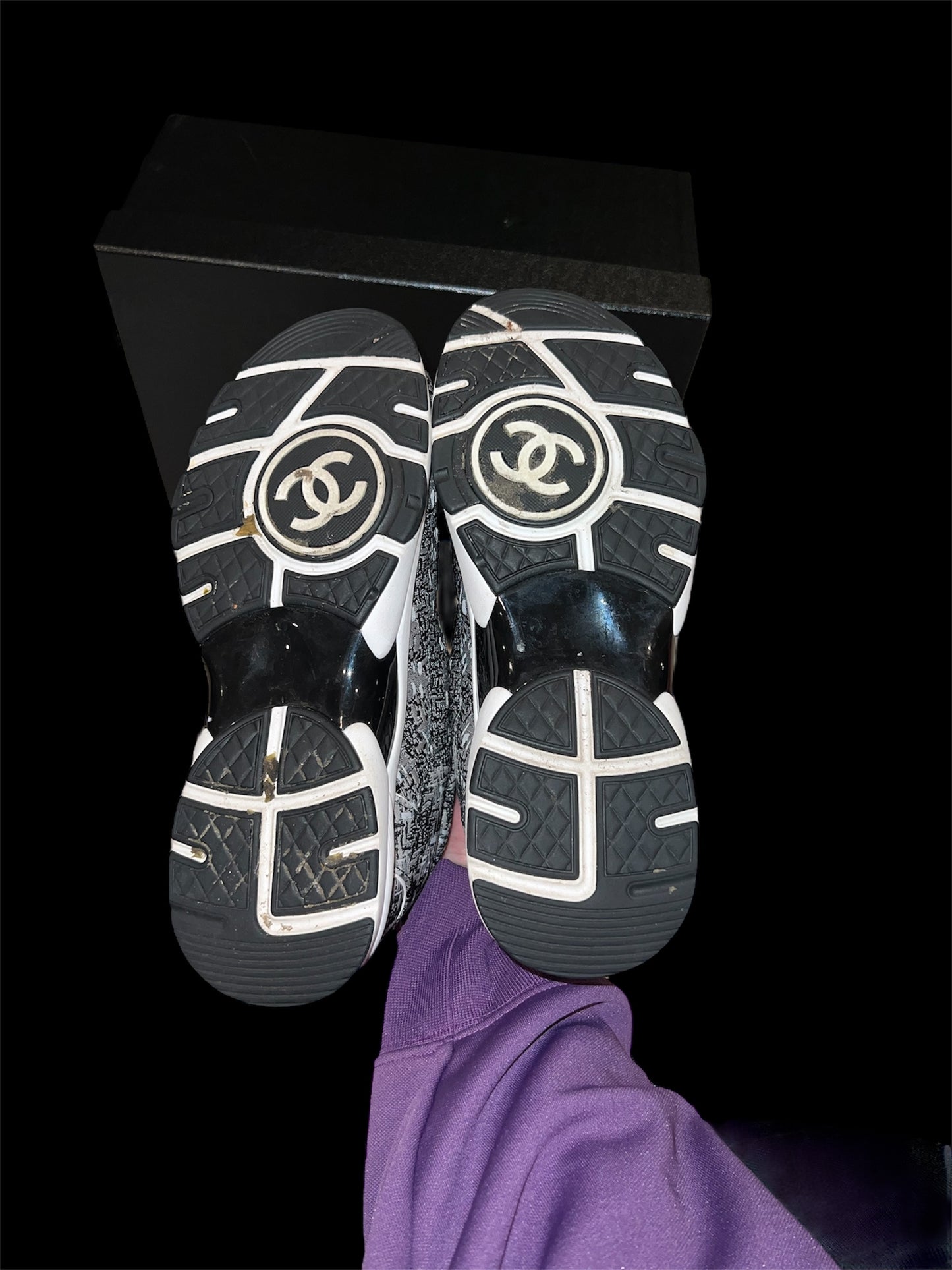 Preowned Chanel Tweed Runners size 37.5 (fits 7.5W-8W)