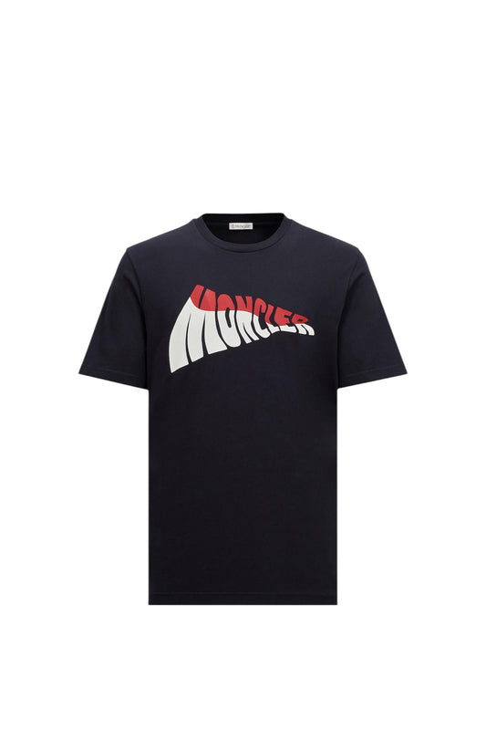Moncler Wavy Logo Cotton T-Shirt