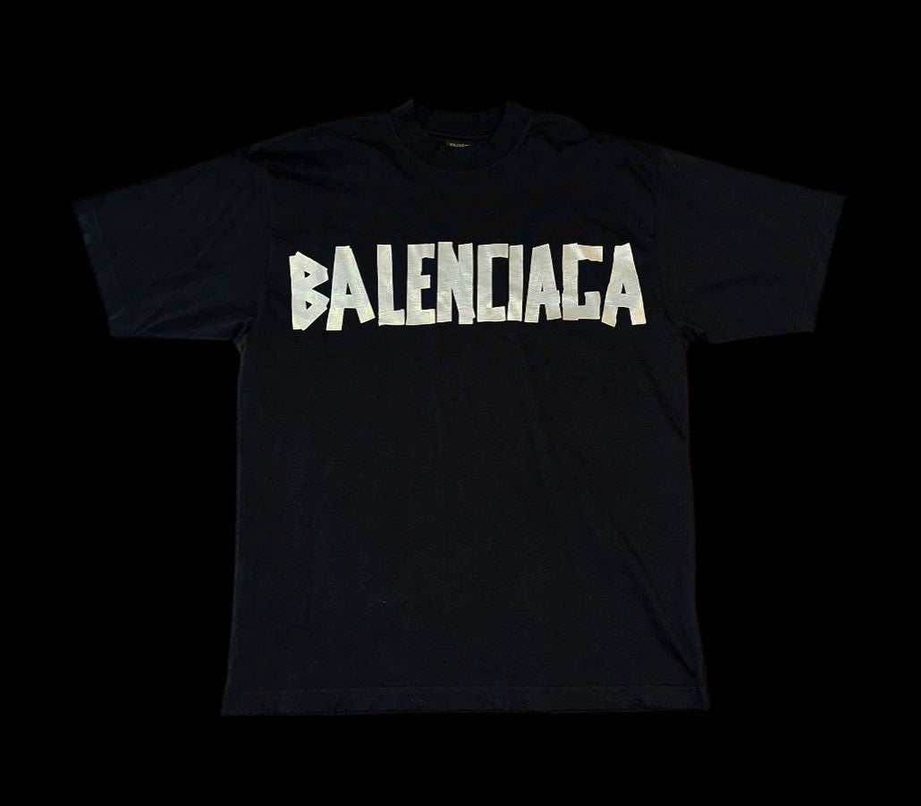 Black Faded Balenciaga New Tape T-Shirt Size L