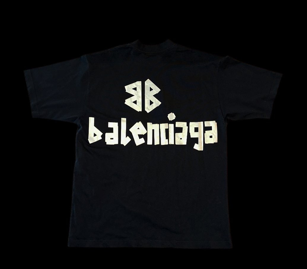 Black Faded Balenciaga New Tape T-Shirt Size L