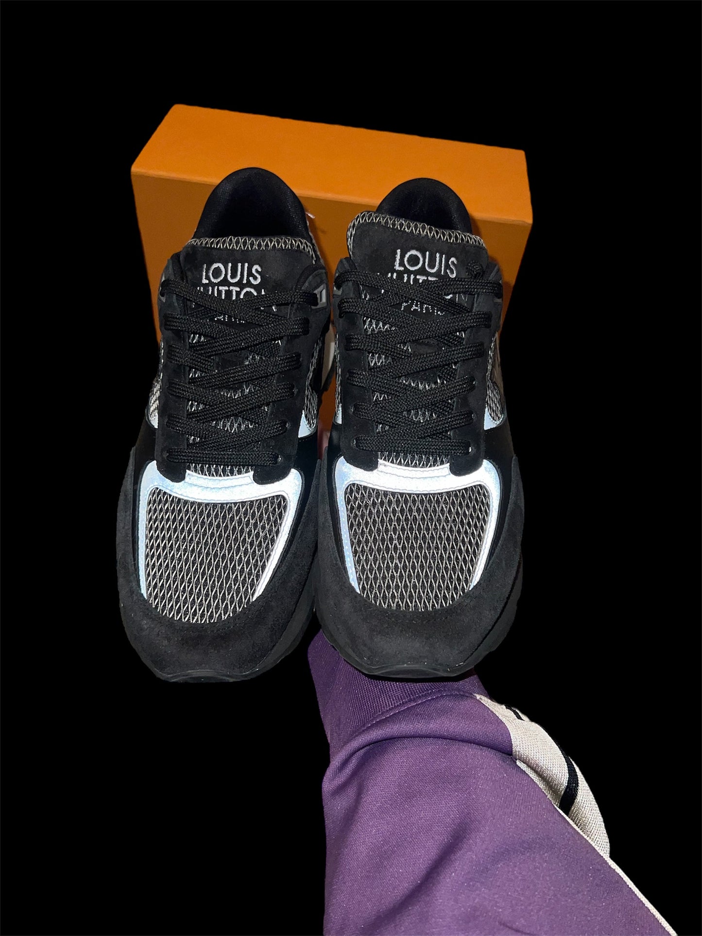 Preowned Black LV Runaway Sneakers size 6 (fits 7.5-8)