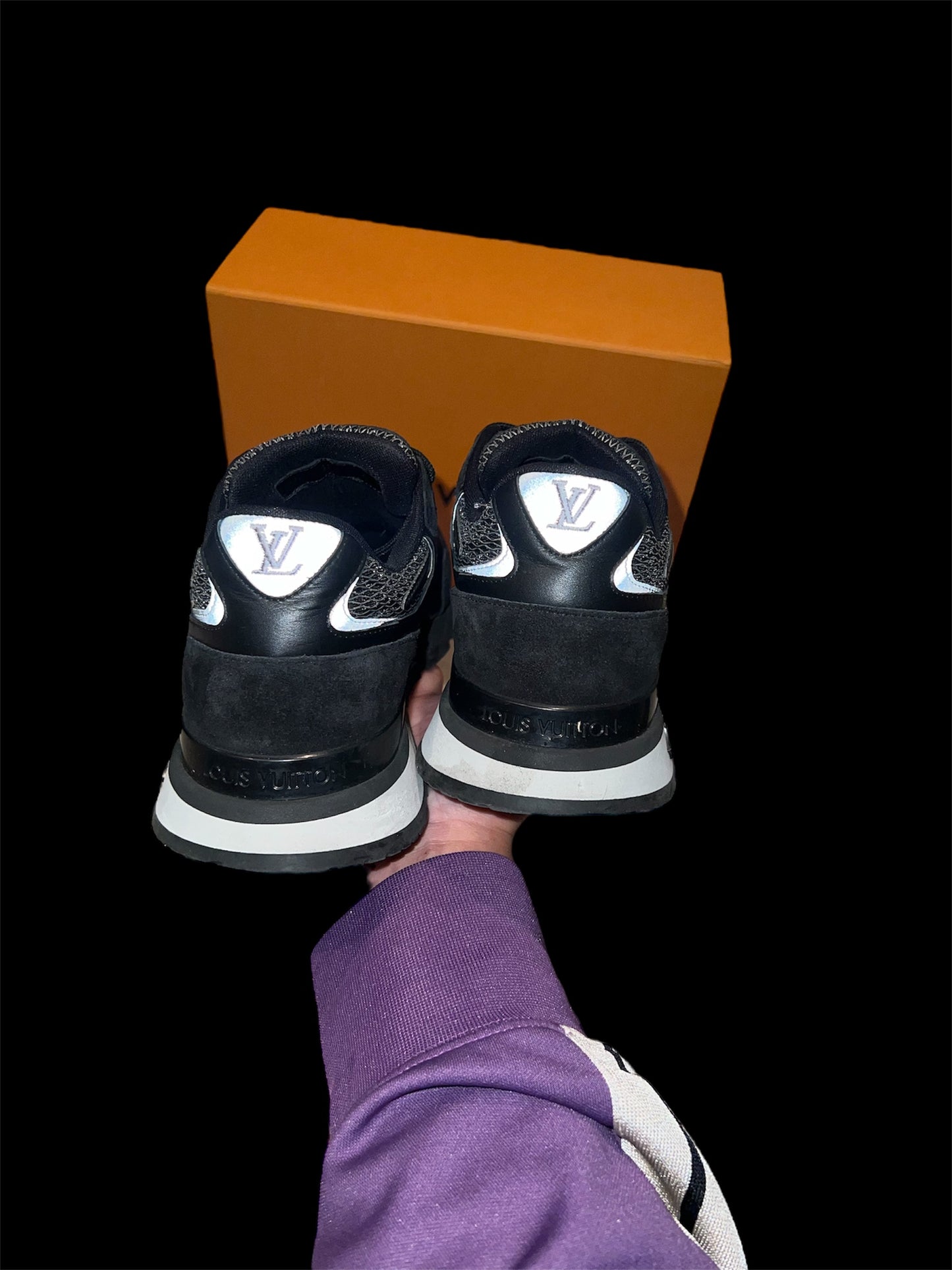 Preowned Black LV Runaway Sneakers size 6 (fits 7.5-8)