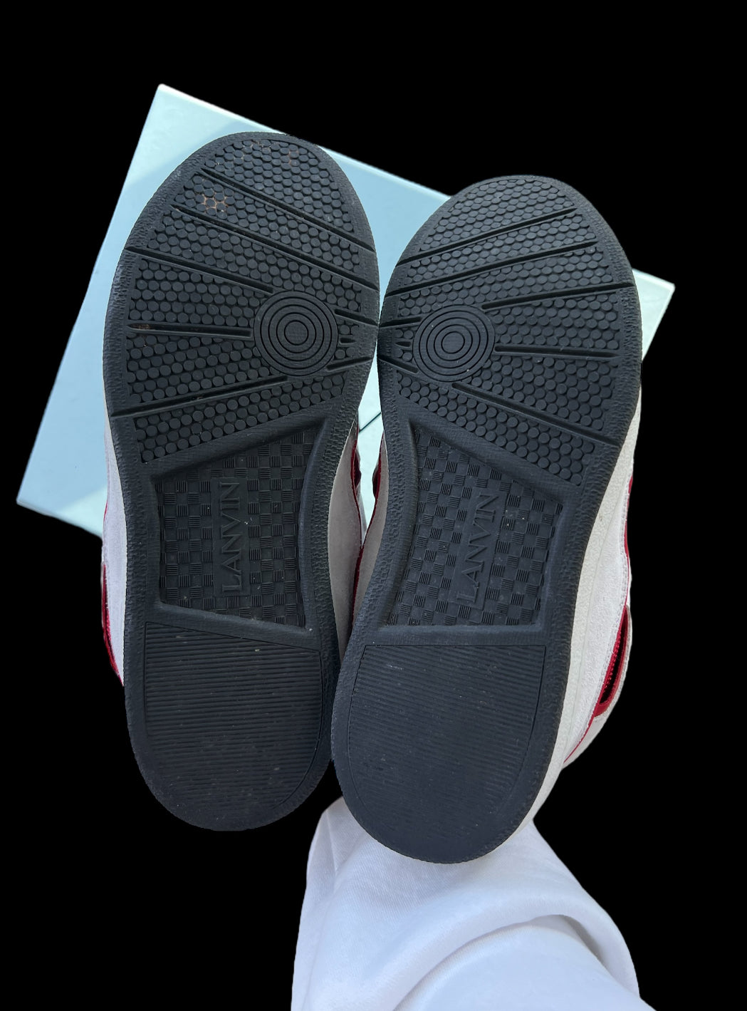 Preowned Red/White/Black Lanvin Curbs size 45 (fits 12-13)