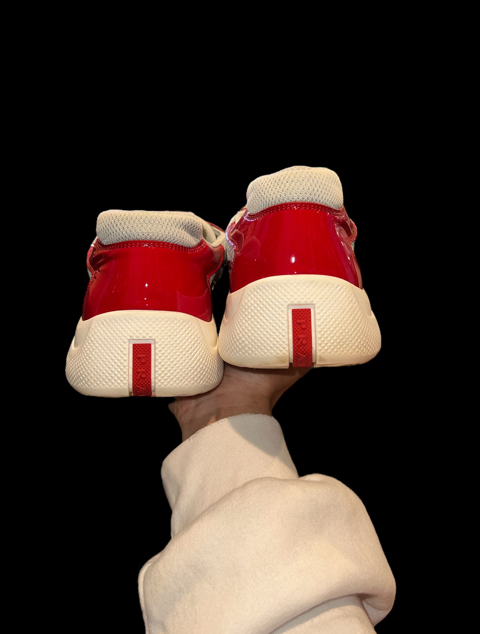 Preowned Red Prada America’s Cups size 11 (fits 12-13)