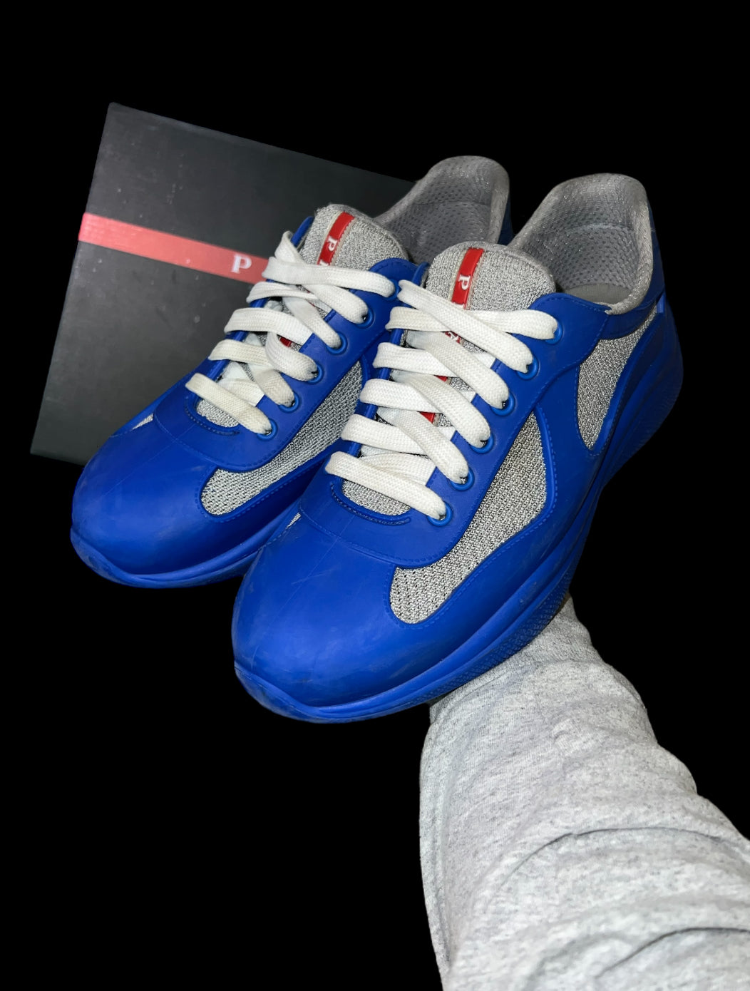 Preowned Blue Rubber Prada America’s Cups size 39 (fits 7-7.5)