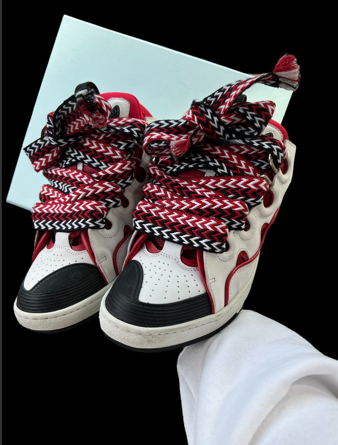 Preowned Red/White/Black Lanvin Curbs size 45 (fits 12-13)