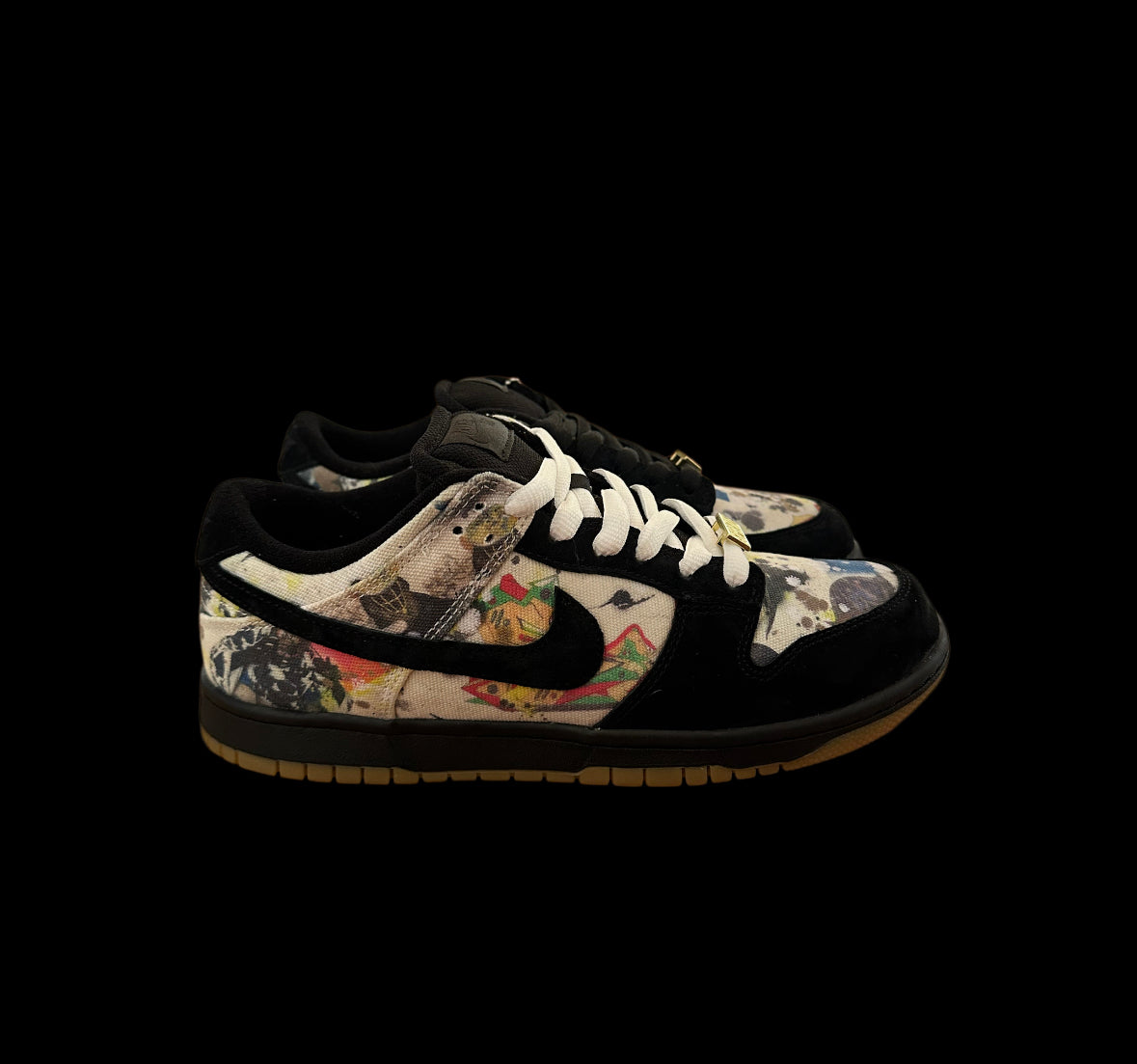 Preowned Supreme SB Dunk Lows Rammellzee size 8.5