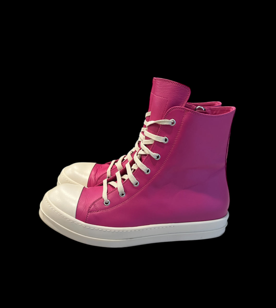 Preowned Hot Pink Rick Owen Ramone Highs size 44 (fits 11-11.5)