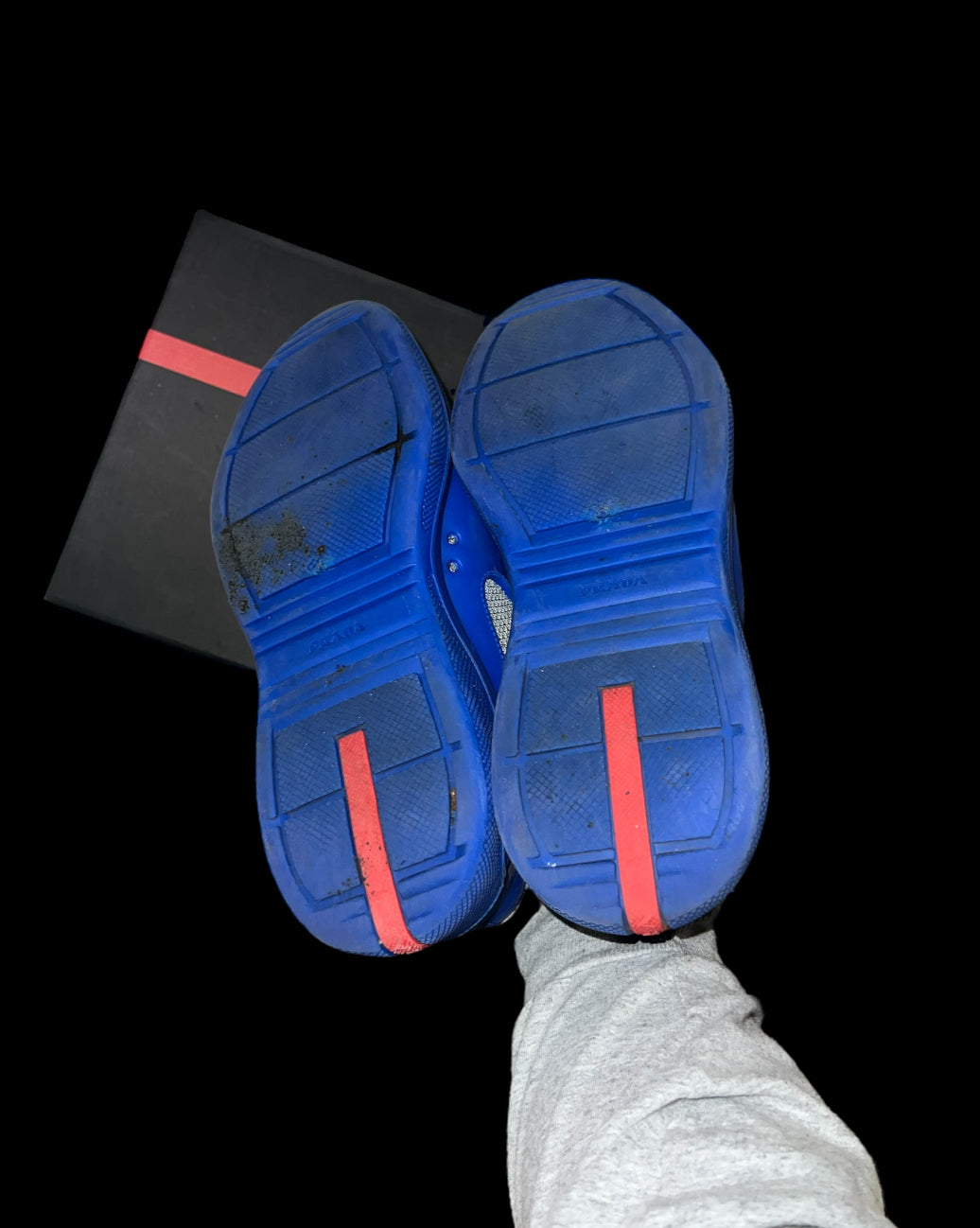 Preowned Blue Rubber Prada America’s Cups size 39 (fits 7-7.5)