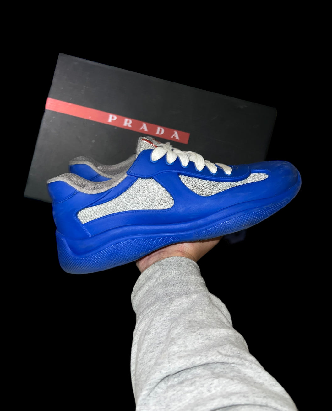 Preowned Blue Rubber Prada America’s Cups size 39 (fits 7-7.5)