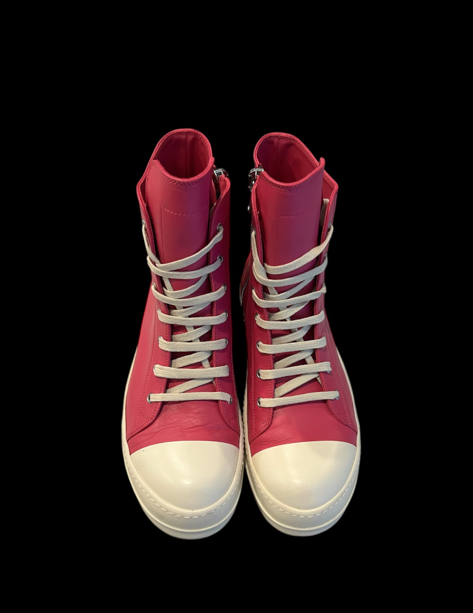 Preowned Hot Pink Rick Owen Ramone Highs size 44 (fits 11-11.5)