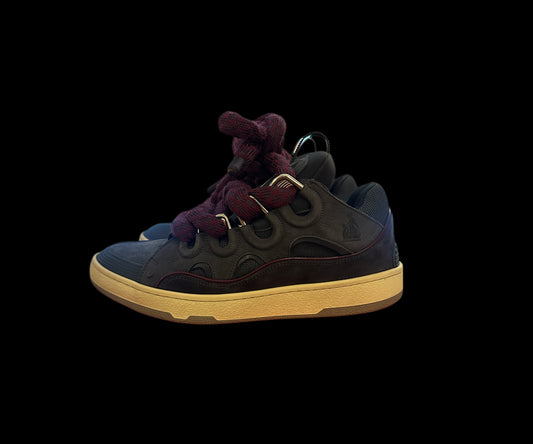 Preowned Anthracite/Plum Lanvin Curbs size 43 (fits a 10-10.5)