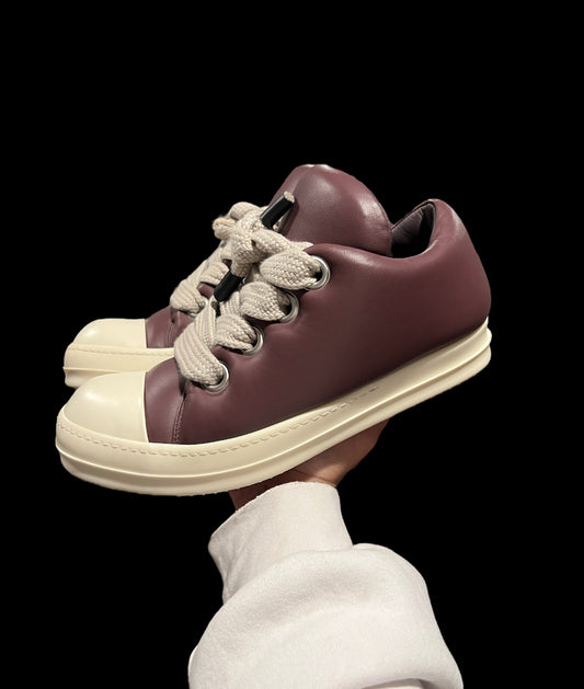 Preowned Rick Owens Plum Jumbo Laced Padded Low Ramones size 40.5 (fits 7-8)