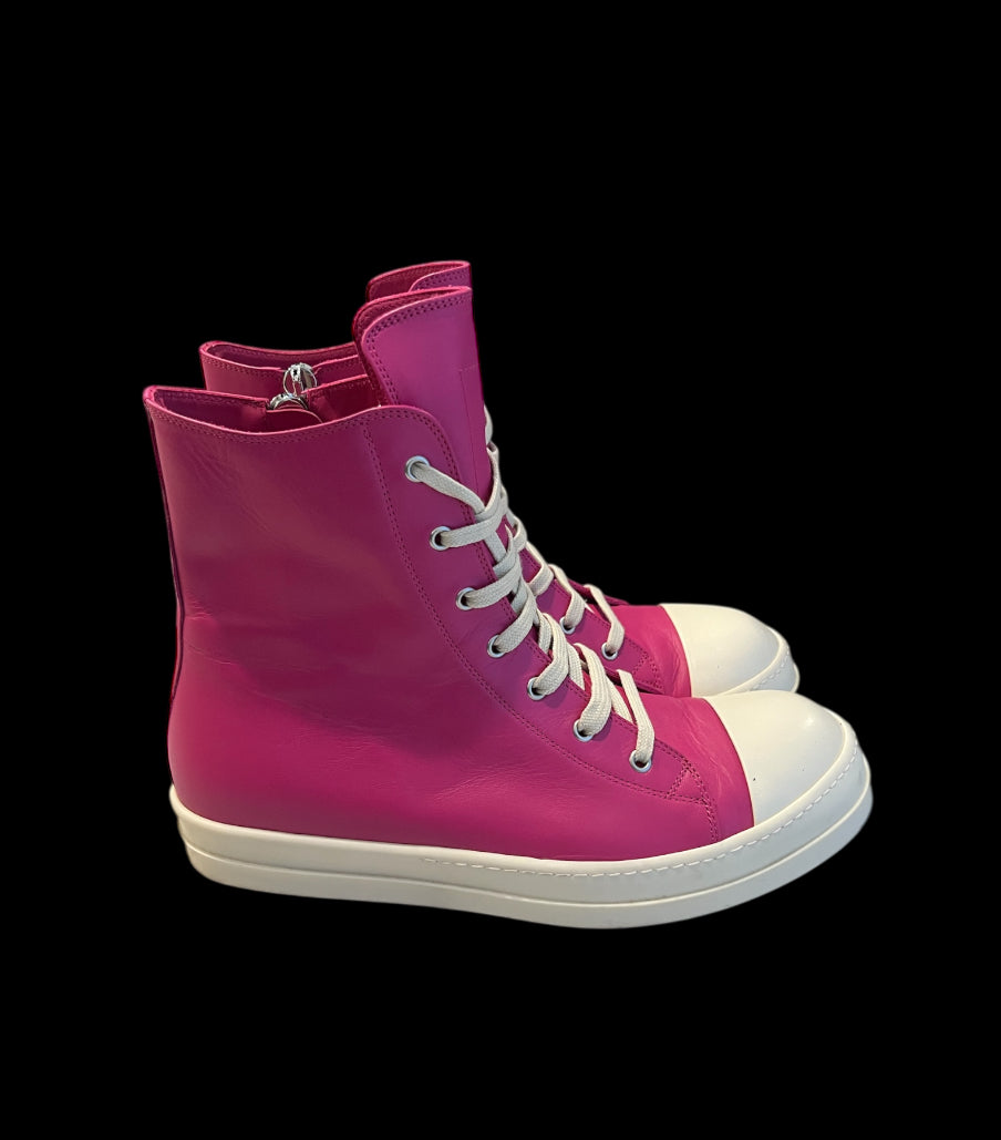 Preowned Hot Pink Rick Owen Ramone Highs size 44 (fits 11-11.5)