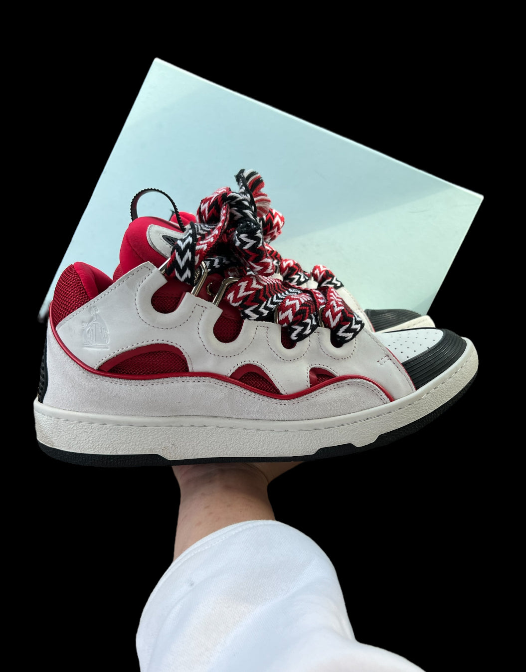 Preowned Red/White/Black Lanvin Curbs size 45 (fits 12-13)