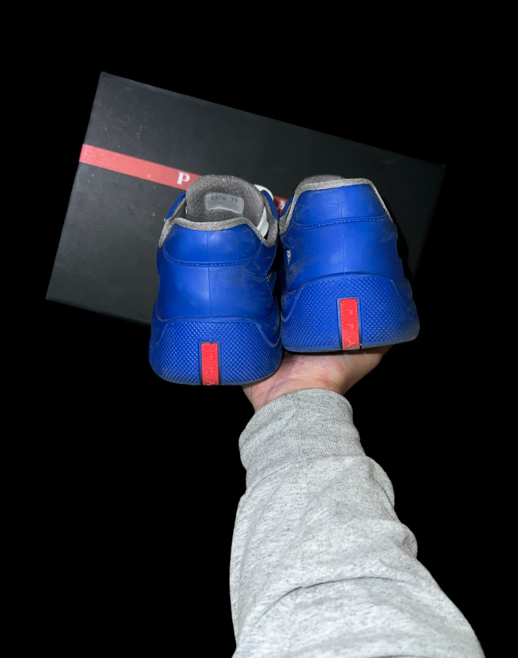 Preowned Blue Rubber Prada America’s Cups size 39 (fits 7-7.5)