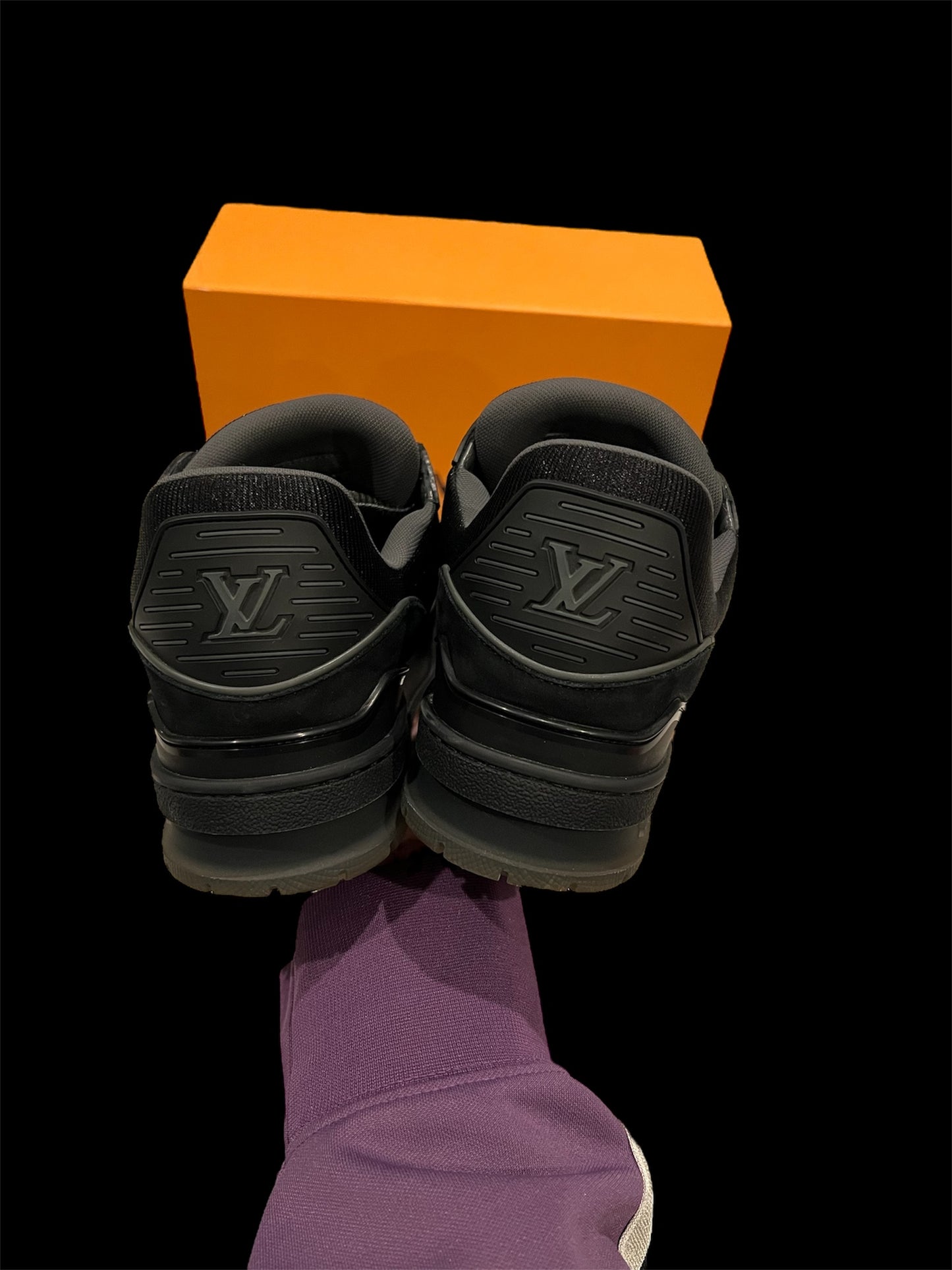 Preowned Black Suede LV Trainers size 6 (fits 7.5-8)