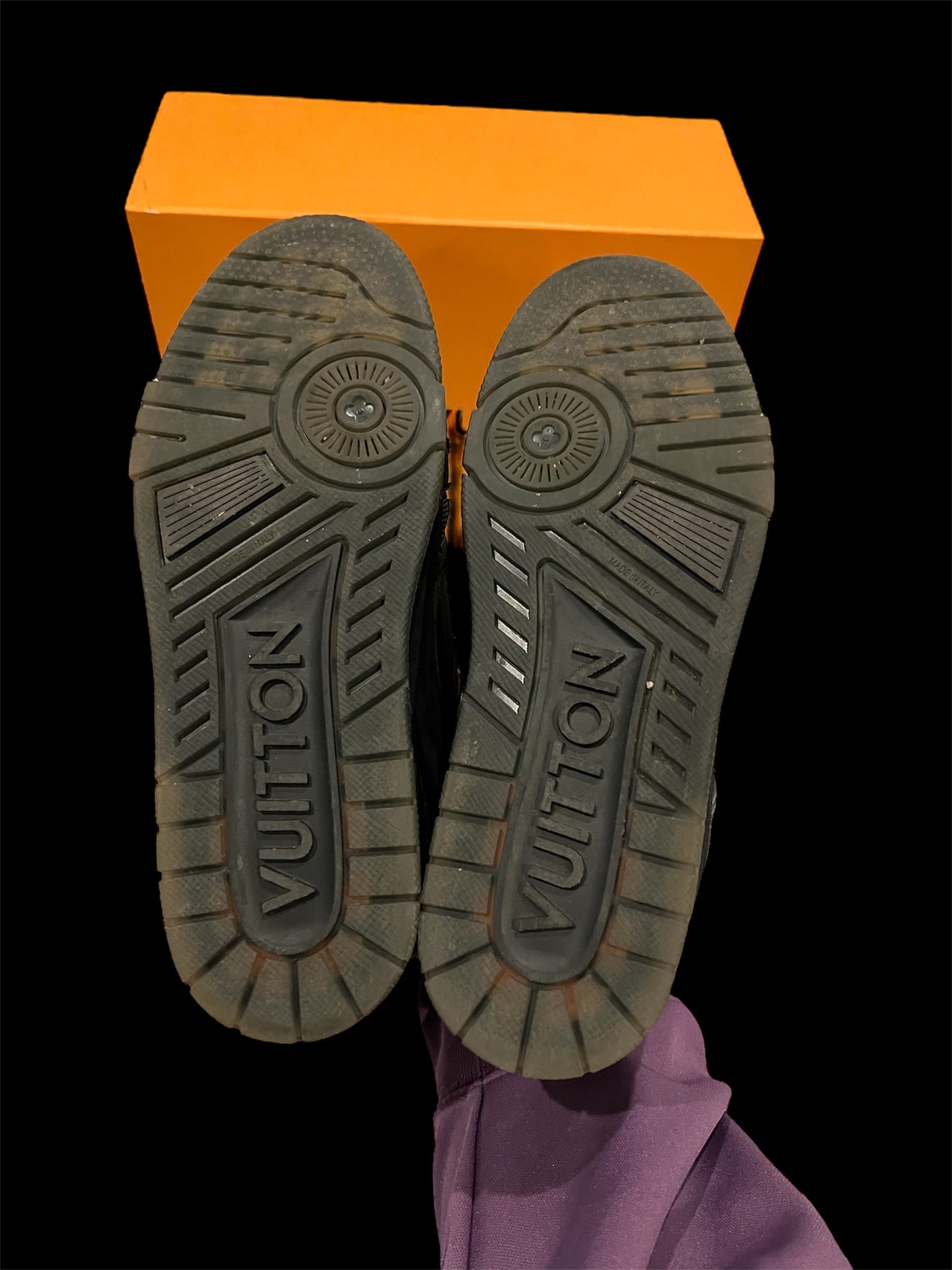 Preowned Black Suede LV Trainers size 6 (fits 7.5-8)