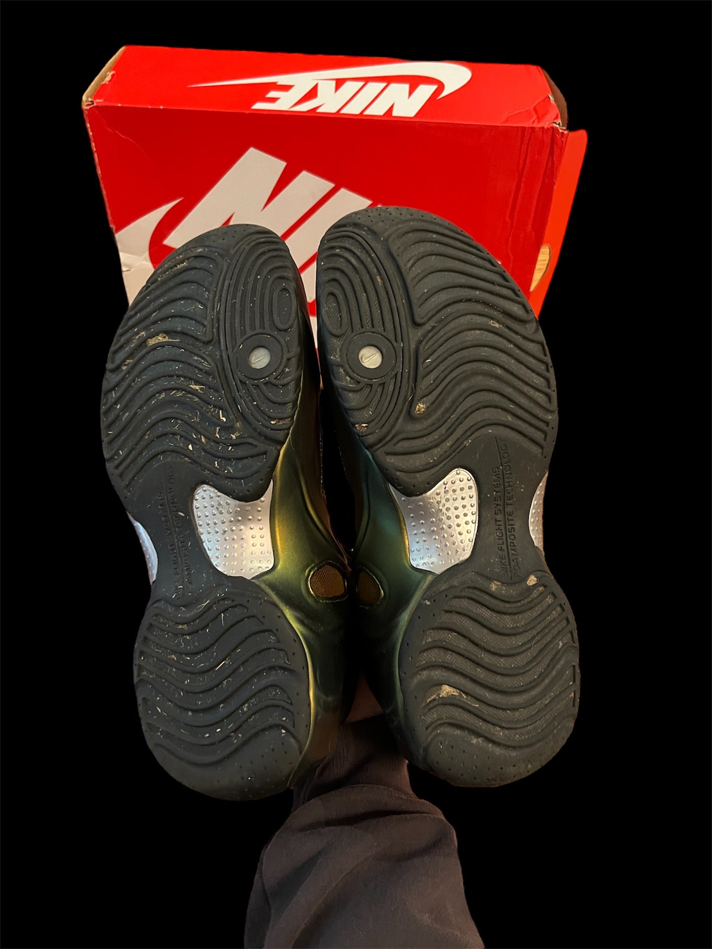 Preowned Gold Metallic Flightposites size 10.5