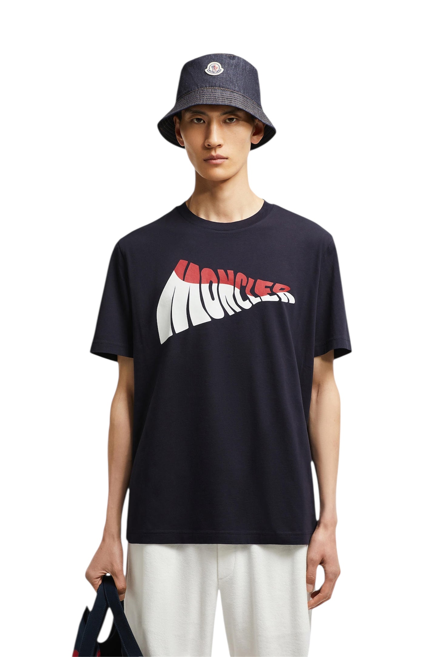 Moncler Wavy Logo Cotton T-Shirt