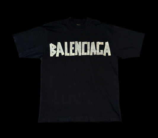 Black Faded Balenciaga New Tape T-Shirt Size L