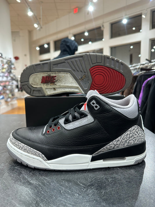 Preowned Black Cement 3s size 11