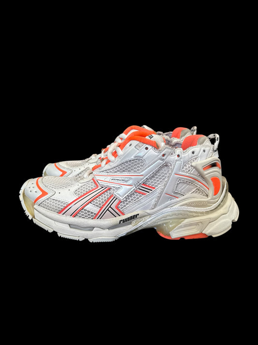 Preowned Orange/White Balenciaga Runners size 43 (fits 10-10.5)
