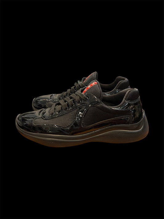 Preowned Black Patent Prada America’s Cup size 8.5 (fits 10-10.5)