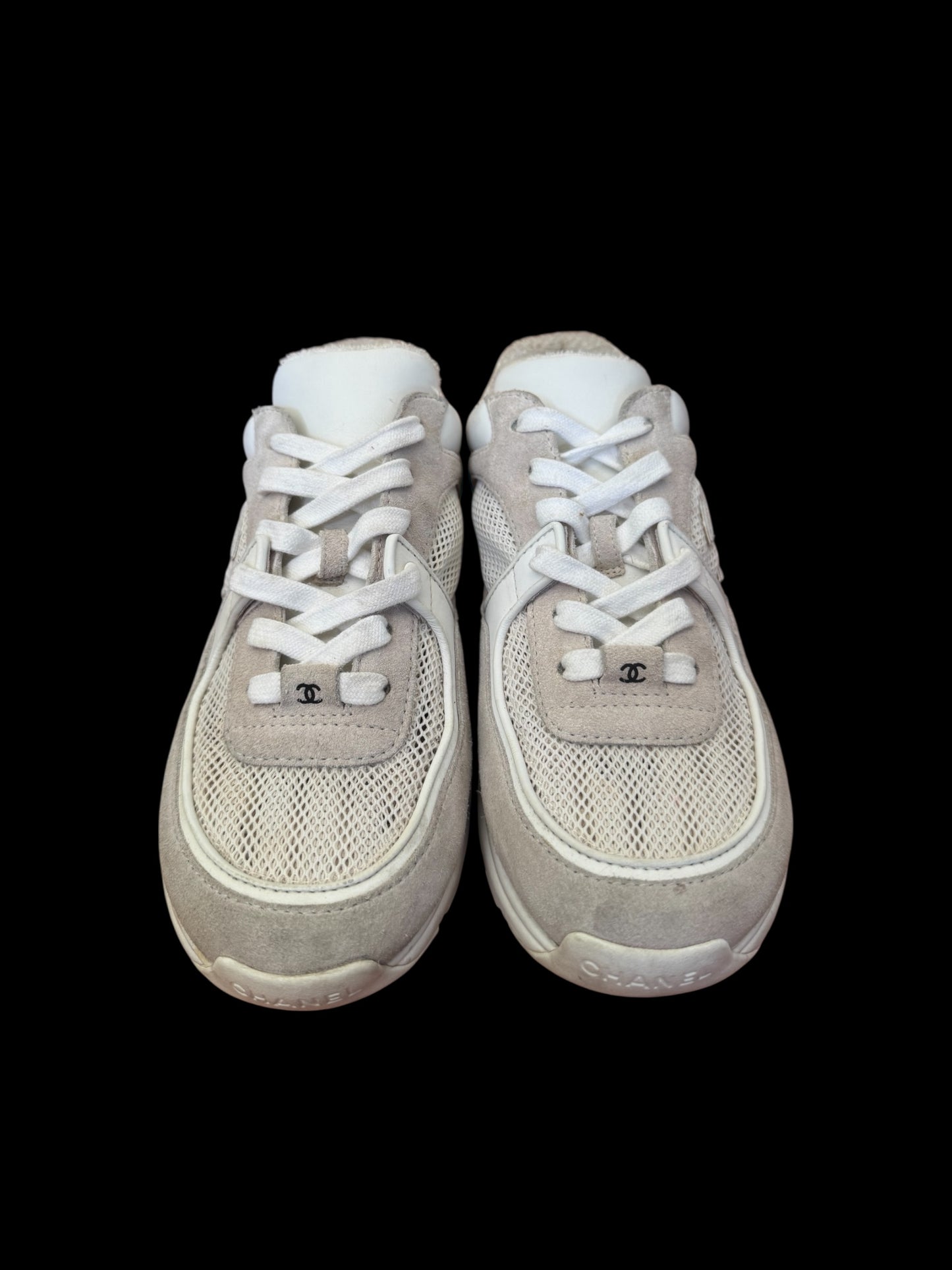 Preowned White Chanel Runners size 37 (fits 6.5W-7W)