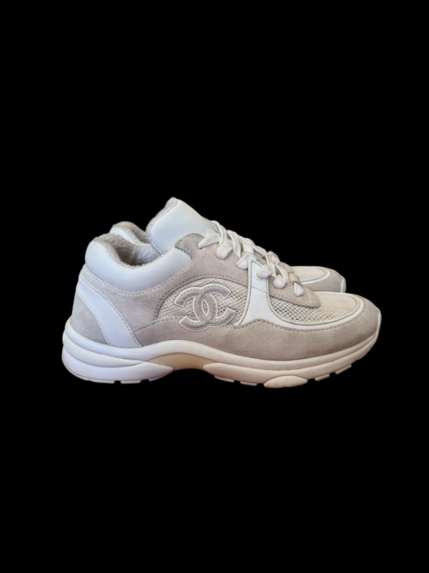 Preowned White Chanel Runners size 37 (fits 6.5W-7W)